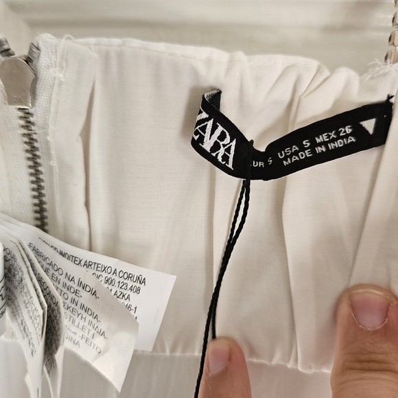 Zara White Bralette with Silver Straps Bow Chain Details - Picture 4 of 5